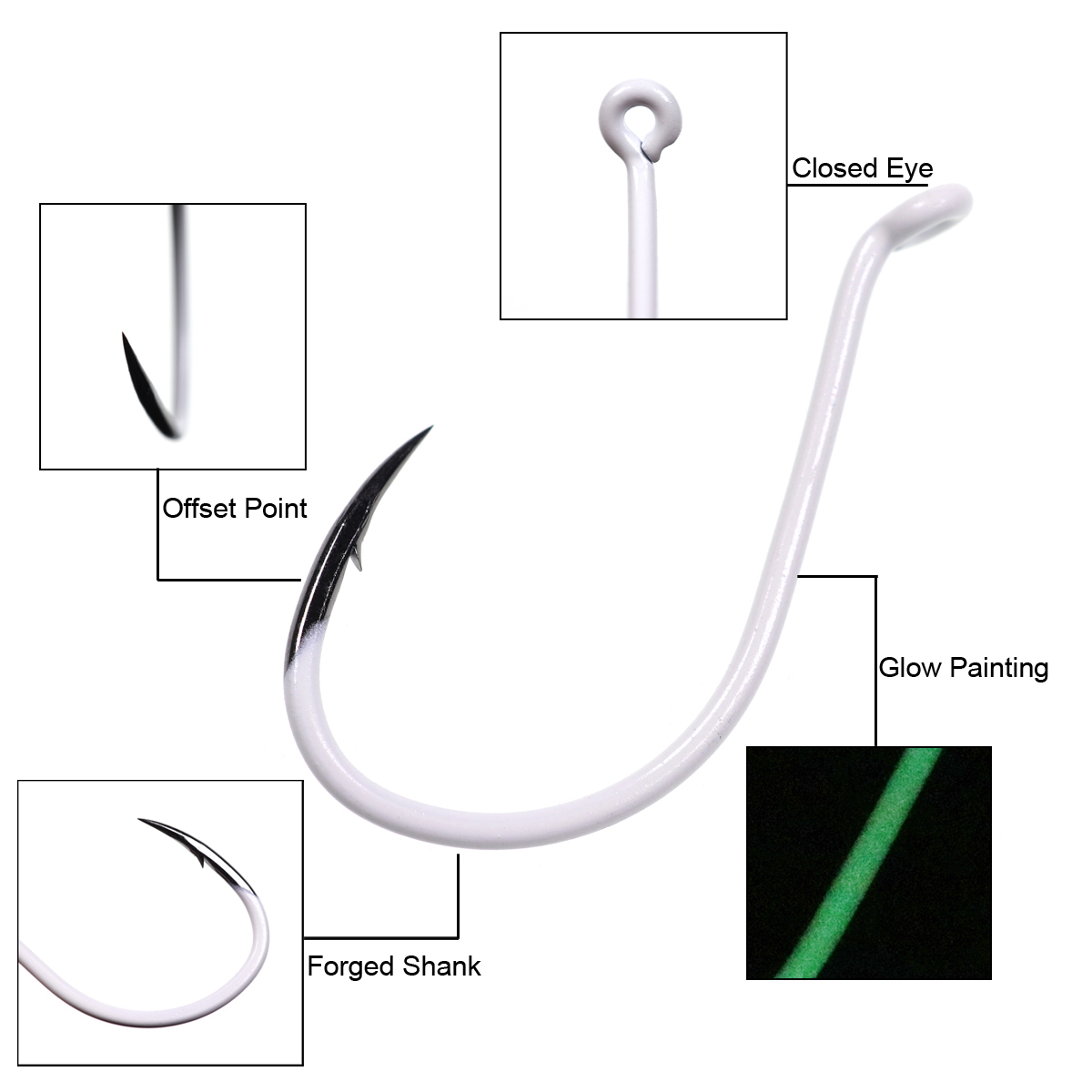 25pcs/box Luminous Imported St - огляд і ціна Fishing Hook Offset